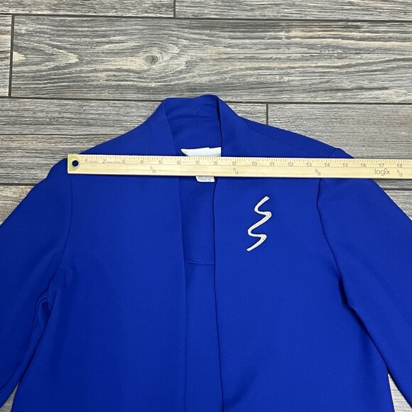 S.L. Fashions Petites 6P Royal Blue Open Front Jacket Beaded Embellished Blazer - Picture 12 of 16